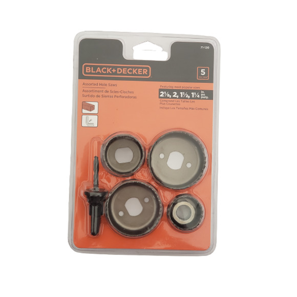 Black & Decker Hole Saws 5 Piece Set Wood PVC, 2-1/8, 2, 1-1/2, 1-1/4 in, 71-120 - Picture 1 of 4